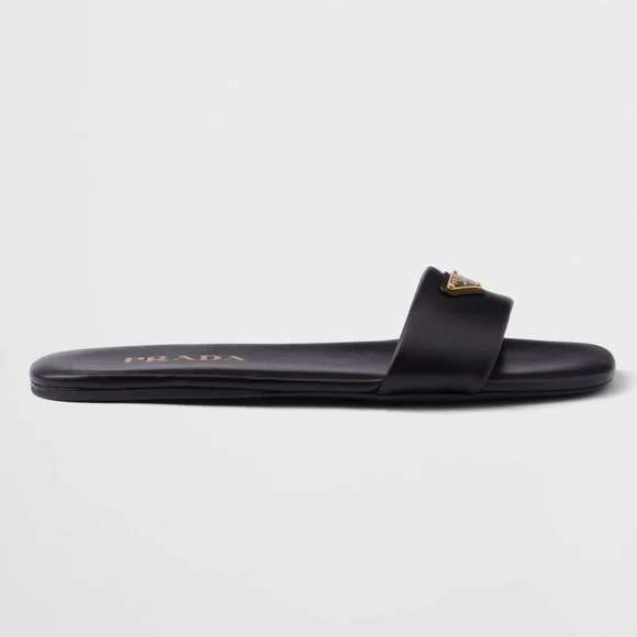 NWOB Prada Triangle Logo Slide Sandals in Black Size 36 - Picture 2 of 7